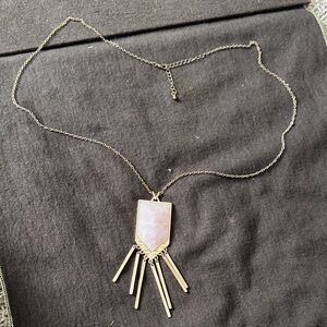 Gold Tone Necklace with Pink Stone Pendant